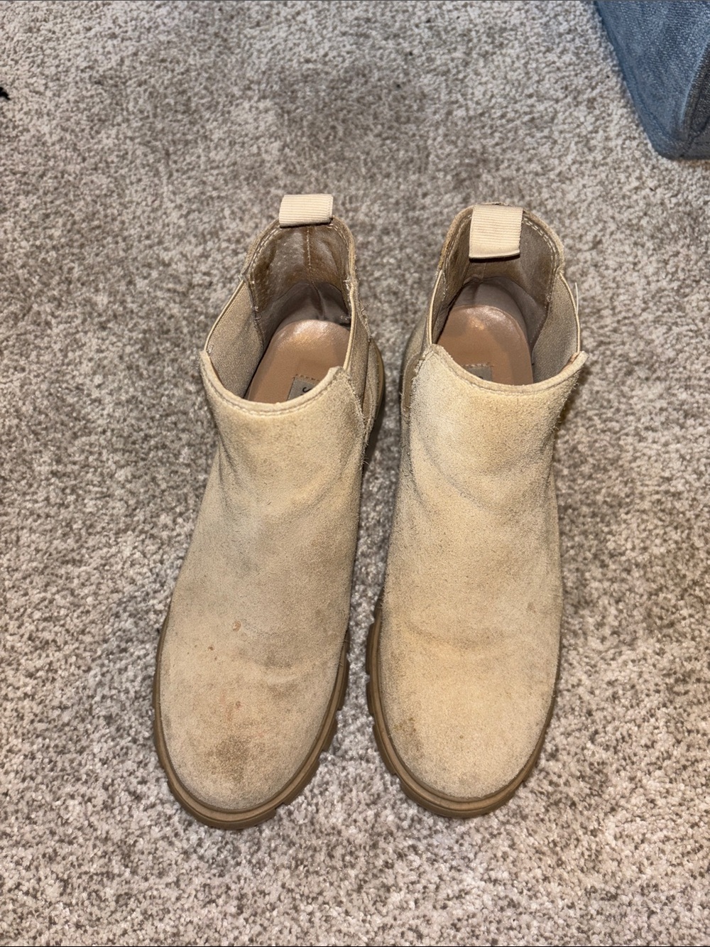 Steve Madden Beige Suede Chelsea Ankle Boots